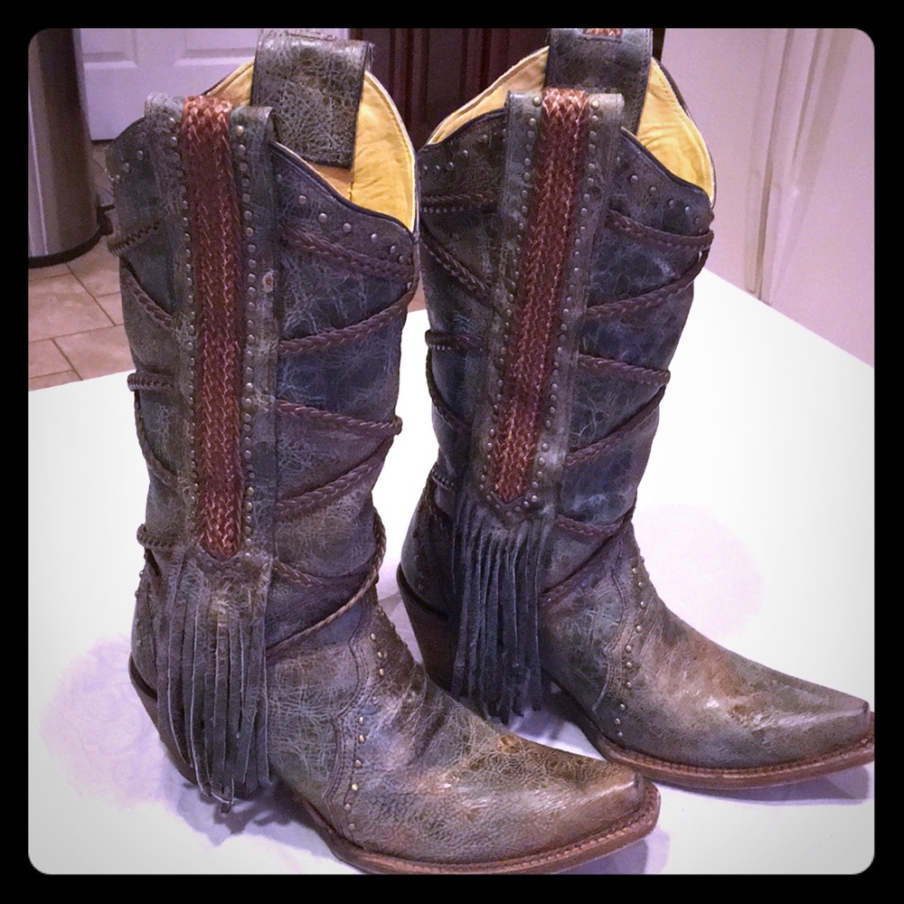 Corral rustic blue green cowboy boots